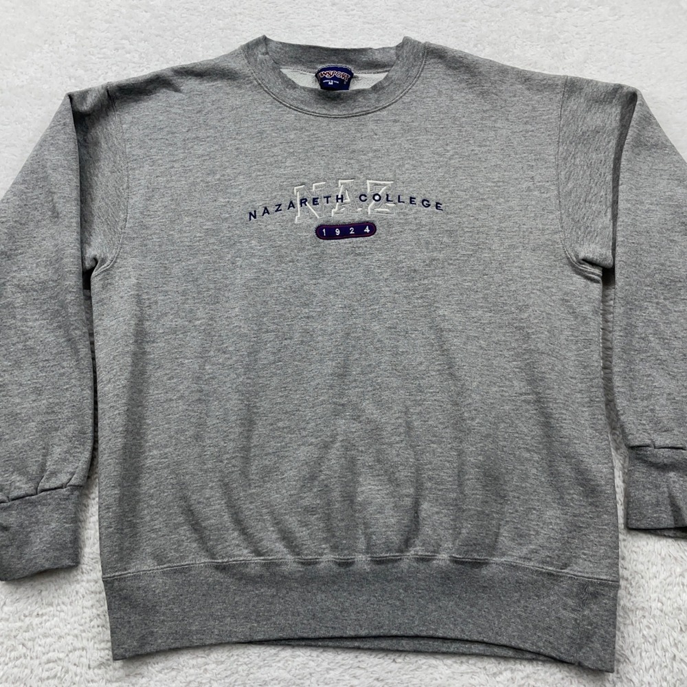 Vintage Nazareth College Jansport Gray Crewneck Sweatshirt Mens Medium Made USA